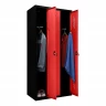 Шкаф металлический трехдверный черный с красным Шкаф металлический трехдверный черный с красным