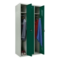 Шкаф металлический трехдверный серый с темно-зеленым