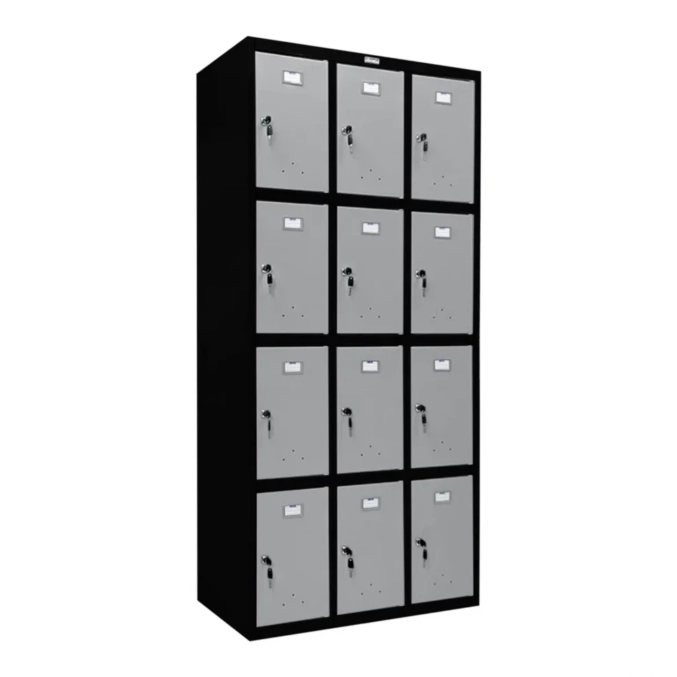 Шкаф металлический для сумок черный с сигнальным серым