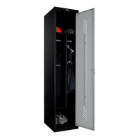 Шкаф металлический однодверный черный с сигнальным серым