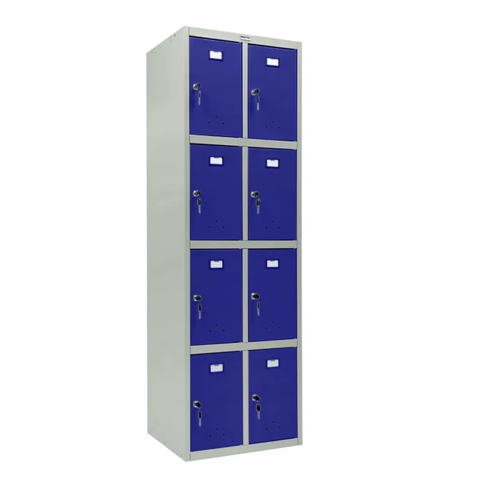 Шкаф металлический для личных вещей серый с синим
