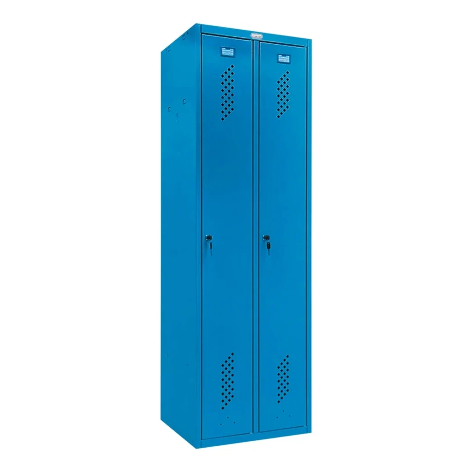 Шкаф металлический двухсекционный голубой