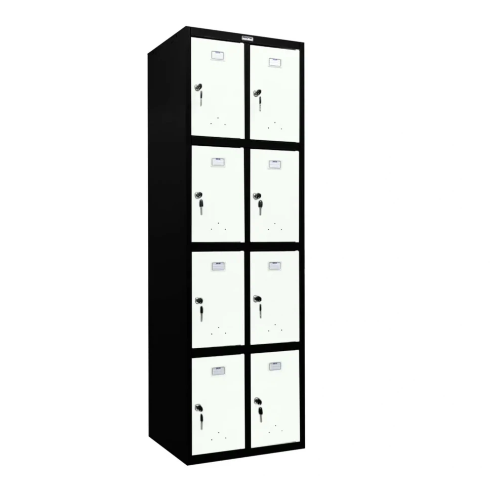 Шкаф металлический для личных вещей черный с белым