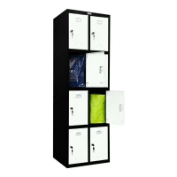 Шкаф металлический для личных вещей черный с белым