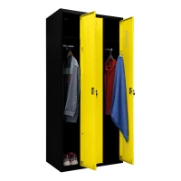 Шкаф металлический трехдверный черный с желтым