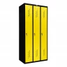 Шкаф металлический трехдверный черный с желтым Шкаф металлический трехдверный черный с желтым