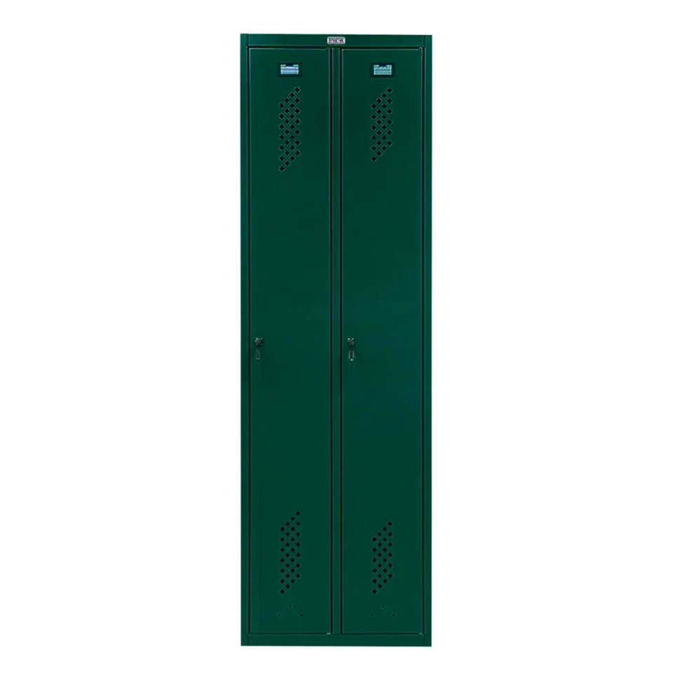Шкаф металлический двухсекционный темно-зеленый