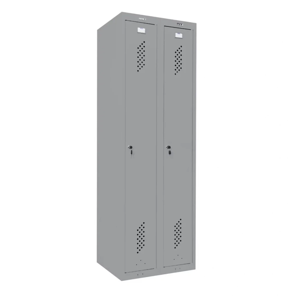 Шкаф металлический для рабочей спецодежды сигнальный-серый