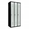 Шкаф металлический трехдверный черный со светло-серым Шкаф металлический трехдверный черный со светло-серым