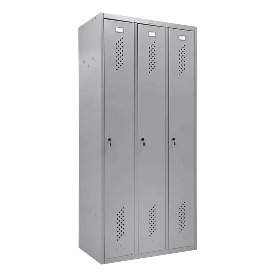 Шкаф металлический трехсекционный сигнальный серый