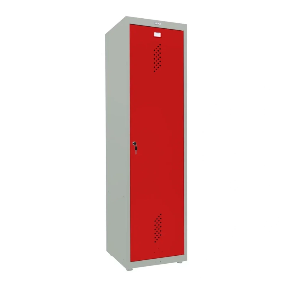 Шкаф металлический для инвентаря серый с красным