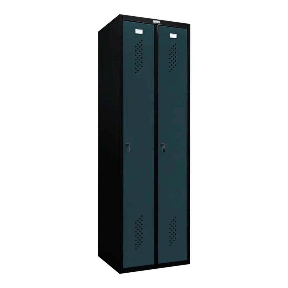 Шкаф металлический двухдверный черный с графитом