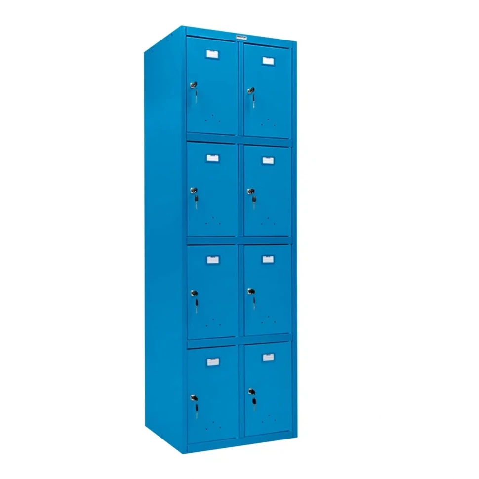 Шкаф металлический с дверцами и замком голубой