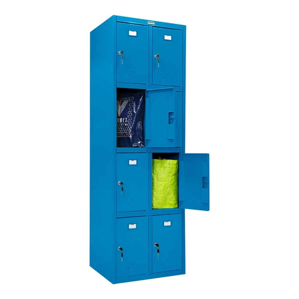 Шкаф металлический с дверцами и замком голубой