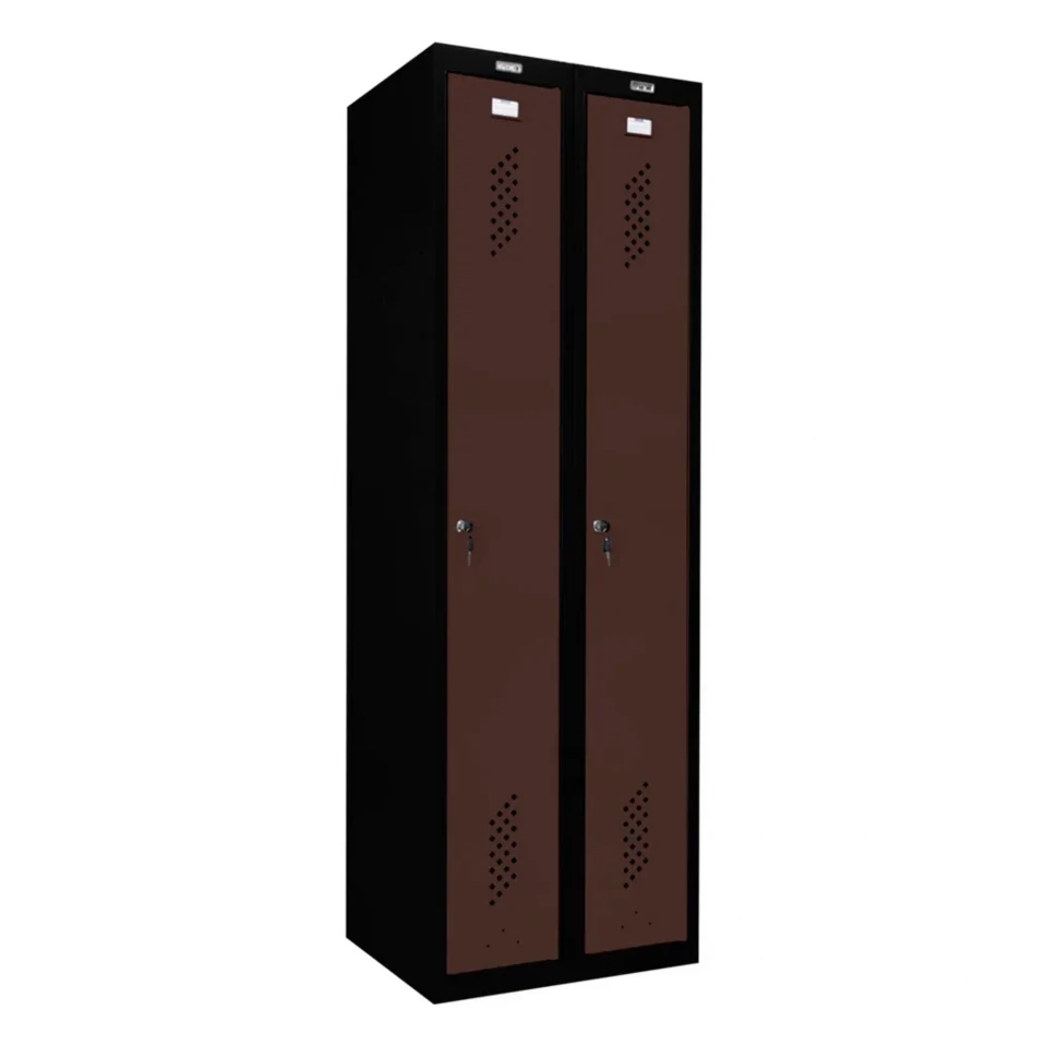 Шкаф металлический для раздевалки черный с коричневым