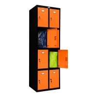 Шкаф металлический для личных вещей черный с оранжевым