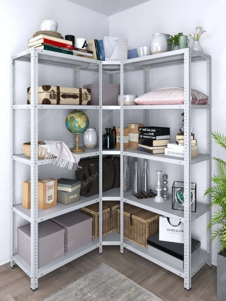 Стеллаж угловой МС 1500х1200х1200/300 мм 5 ярусов