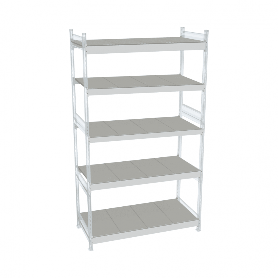 Стеллаж СТ-023 1800х1200х800 с 5 ярусами (рамы и настил - окрас)