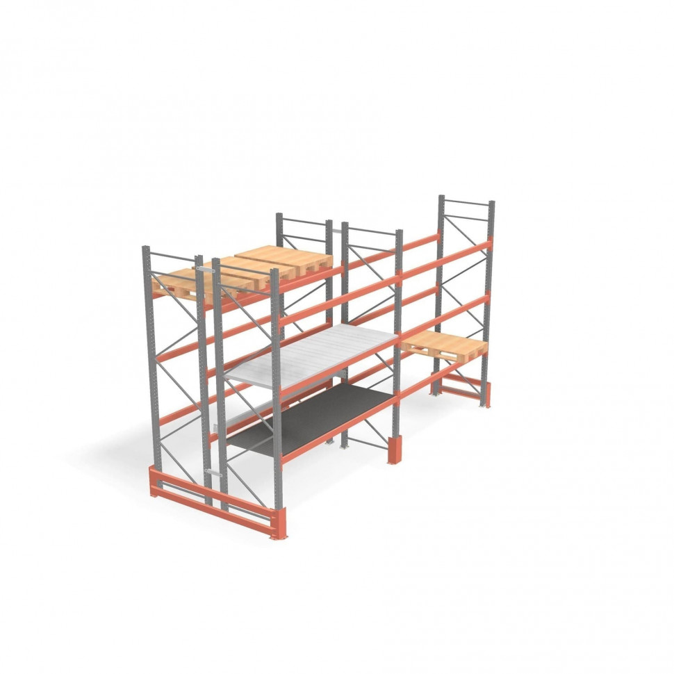 Стеллаж палетный ДиКом СП 6000х1800х1000 с 3 ярусами до 2500 кг / до 1250 кг на паллет П-70