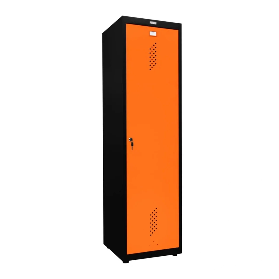 Шкаф металлический для инвентаря черный с оранжевым