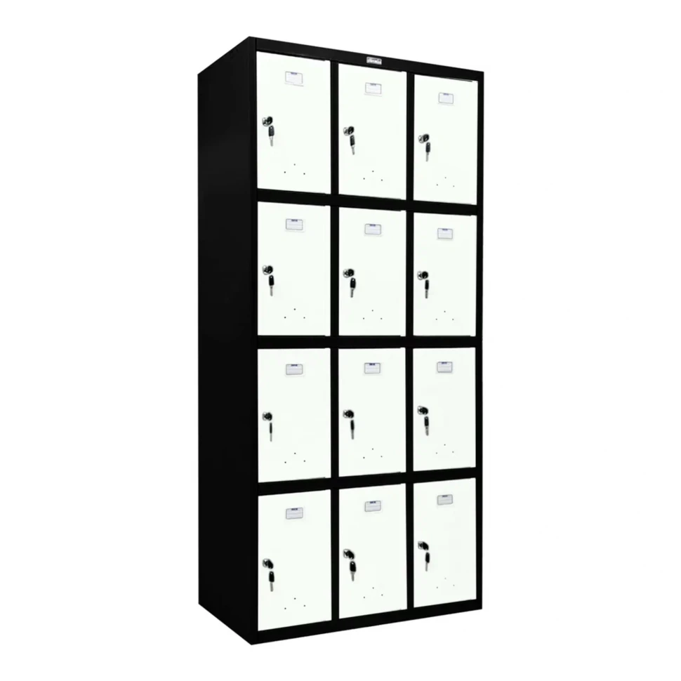 Шкаф металлический для сумок черный с белым