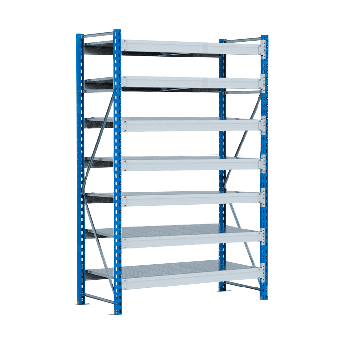 Стеллаж SGR-V 350 кг 2000х1800х800 7 ярусов (рамы RAL 5015 / настил цинк) ДС
