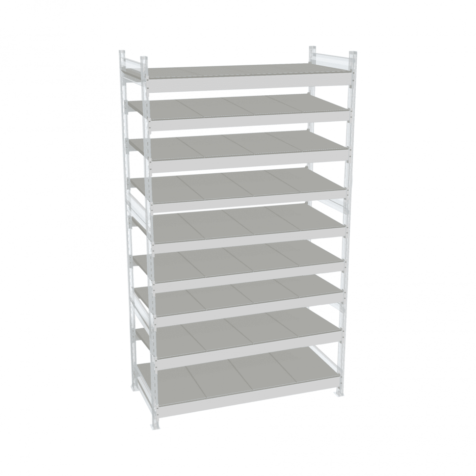 Стеллаж СТ-023 2700х1800х800 с 9 ярусами (рамы и настил - окрас) Стеллаж СТ-023 2700х1800х800 с 9 ярусами (рамы и настил - окрас)