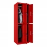 Шкаф металлический четырехсекционный красный