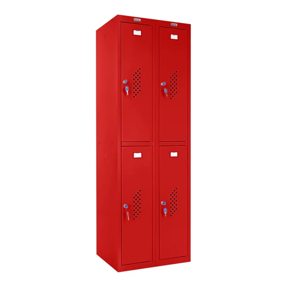 Шкаф металлический четырехсекционный красный