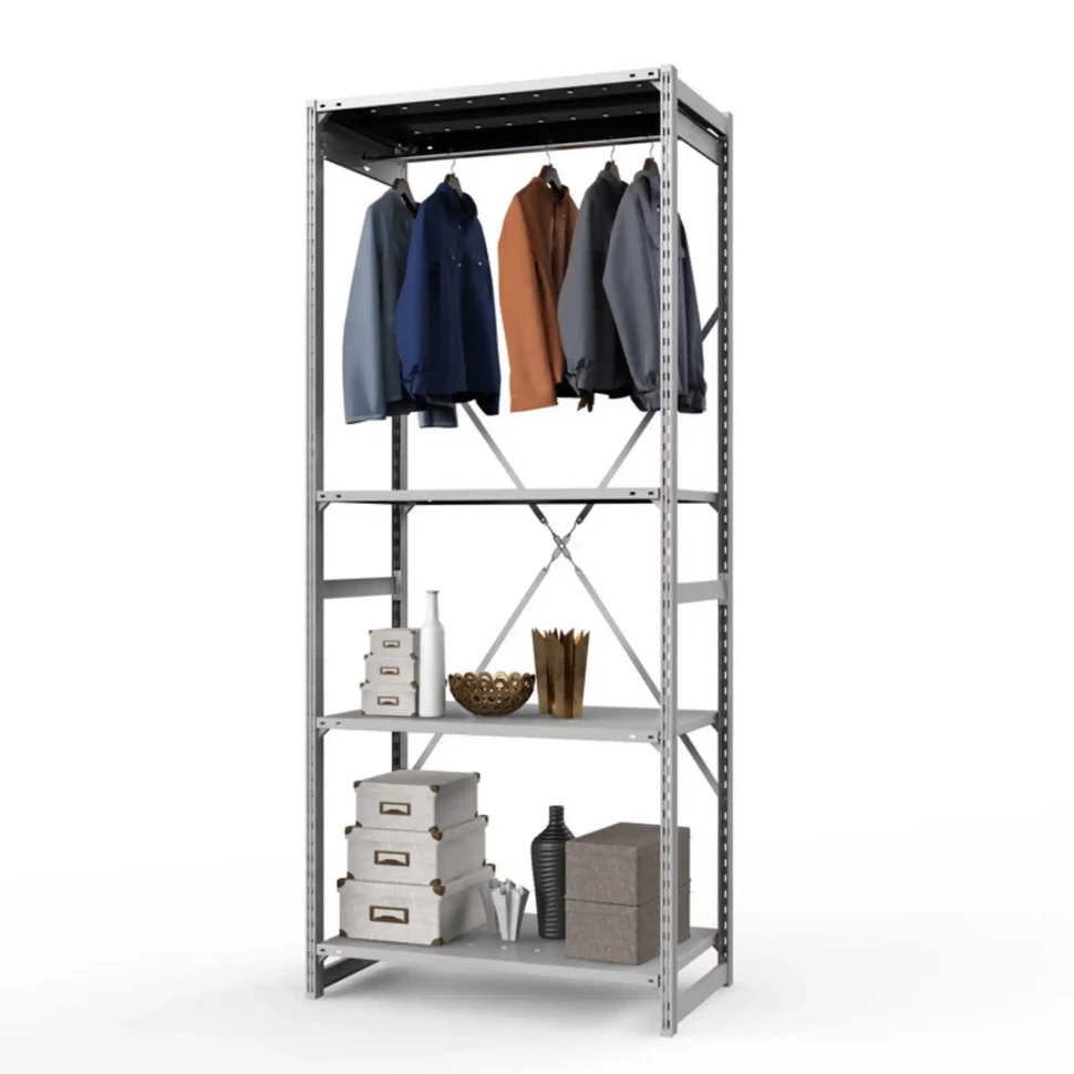 Стеллаж металлический ГТС Универсал, 2500x1000x600 мм.Штанги: 2шт. Полки: метал. усил. перф. 4 шт. (ТСУ 251006412ш2)