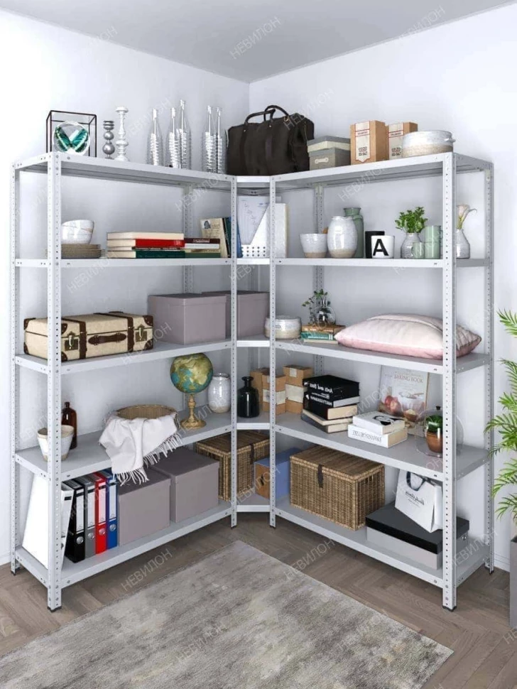 Стеллаж угловой МС 1800х1600х1600/400 мм 5 ярусов