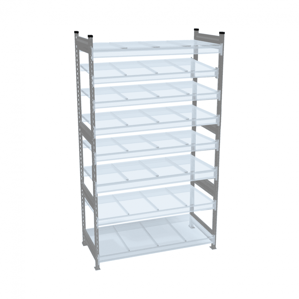 Стеллаж СТ-023 1800х1800х600 с 8 ярусами (рамы и настил - цинк)