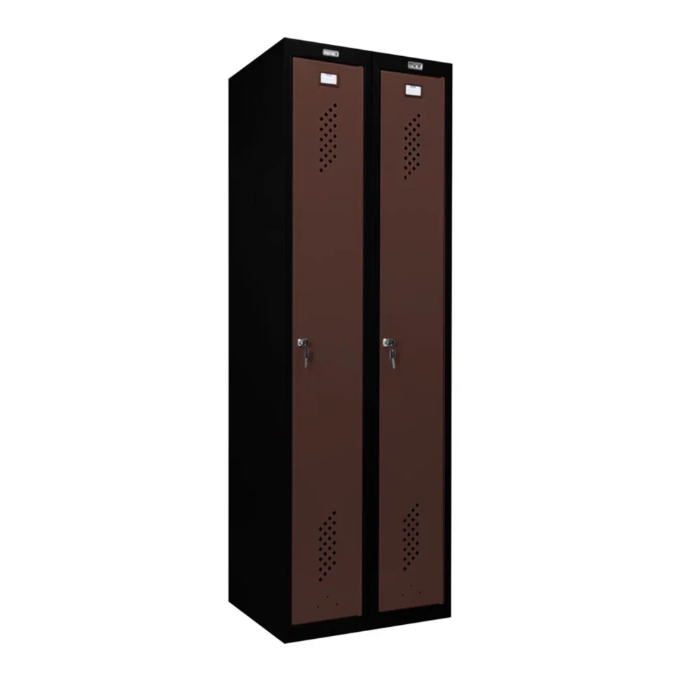 Шкаф металлический гардеробный черный с коричневым