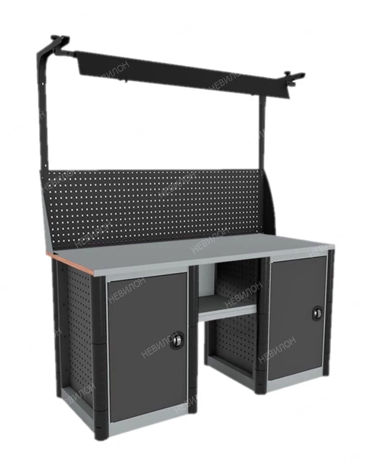 Верстак с оцинкованной столешницей с полками MTS 160.PM1.PM1.011