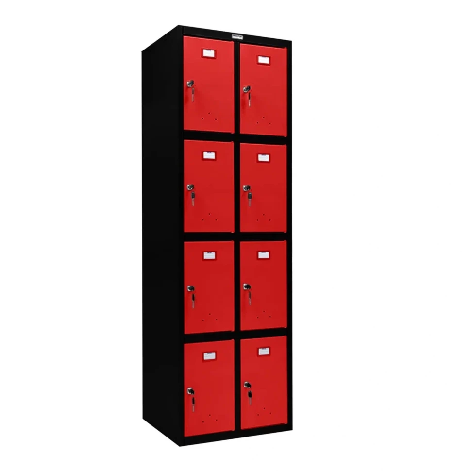 Шкаф металлический для личных вещей черный с красным