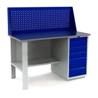 Верстак с перфопанелью и ящиками WT140.F1/WD5.010