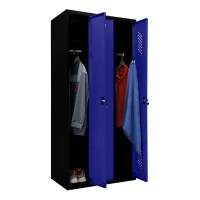 Шкаф металлический трехдверный черный с синим