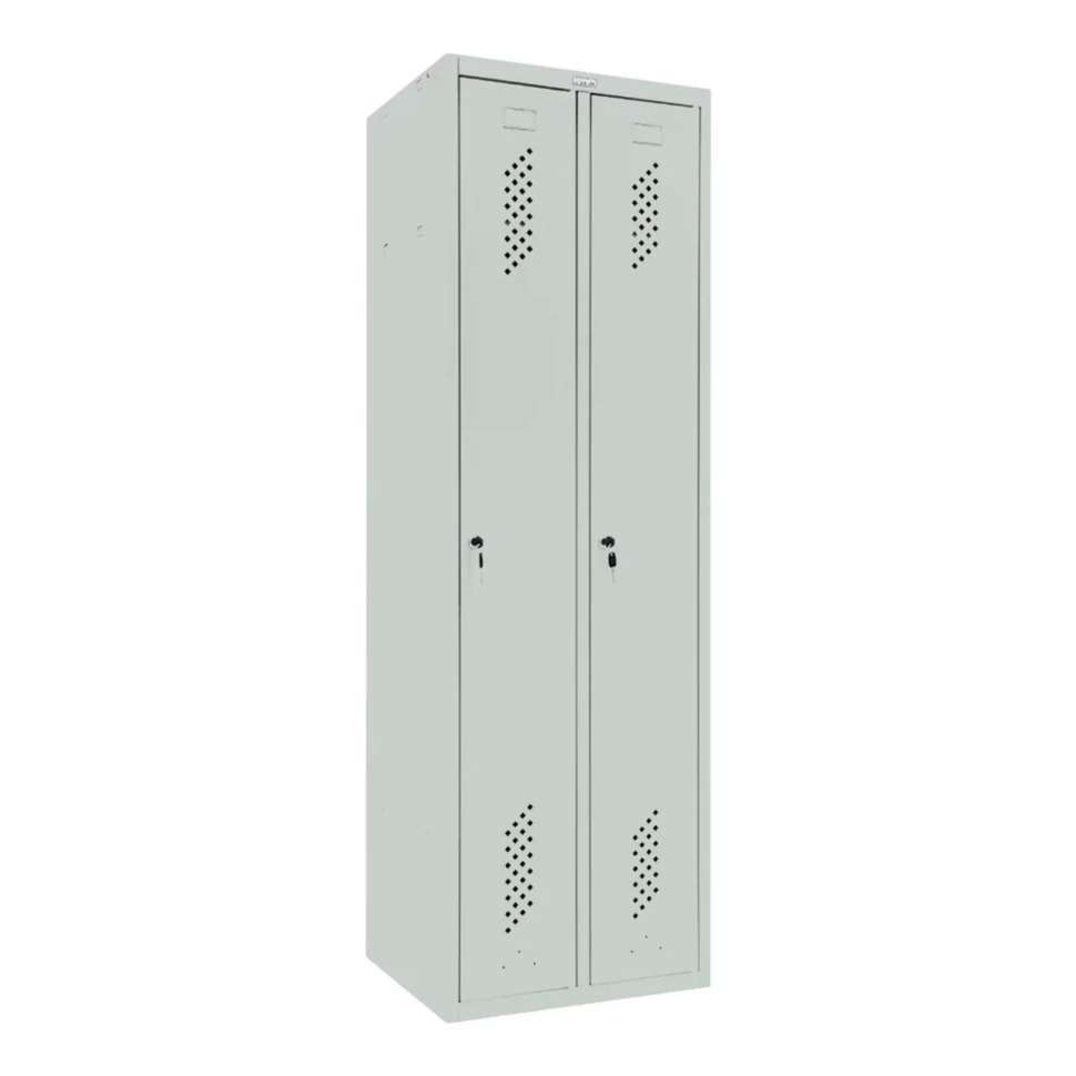 Шкаф металлический двухсекционный светло-серый