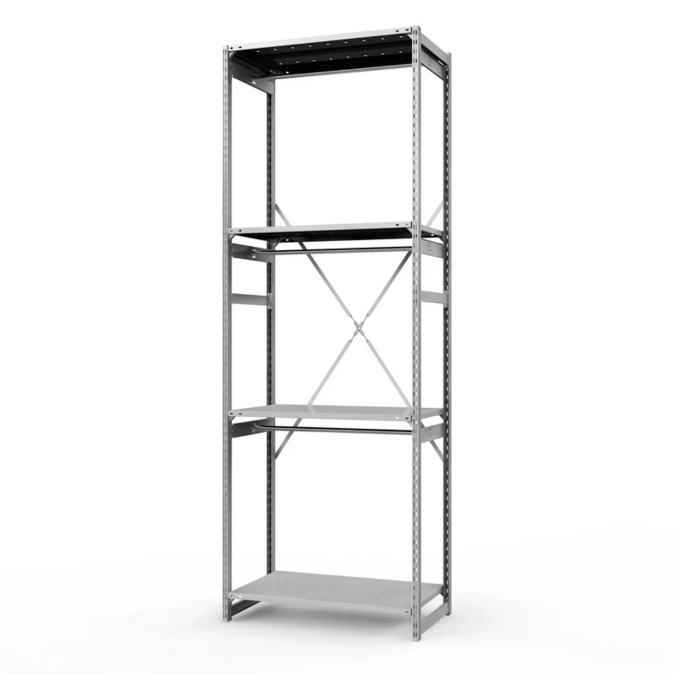 Стеллаж металлический ГТС Универсал, 3000x1000x600 мм.Штанги: 3шт. Полки: метал. усил. перф. 4 шт. (ТСУ 301006412ш3)