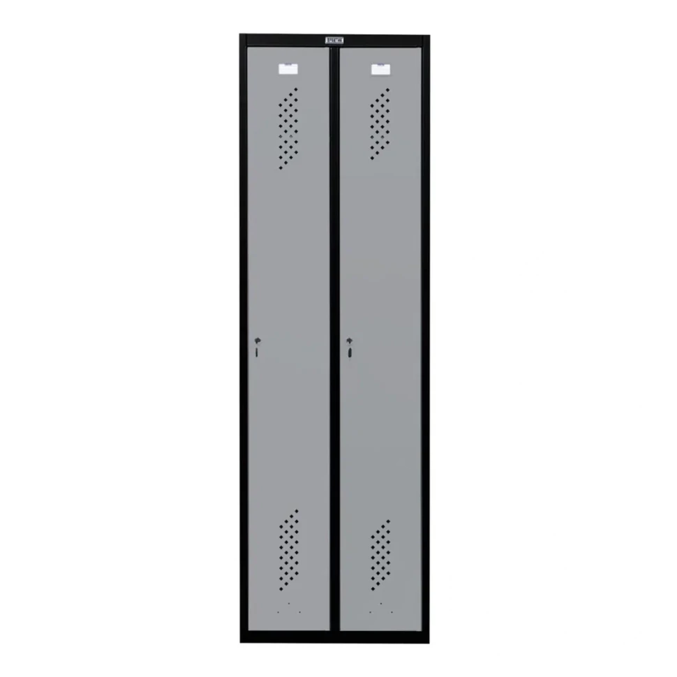 Шкаф металлический двухдверный черный с сигнальным серым