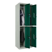 Шкаф металлический четырехдверный серый с темно-зеленым