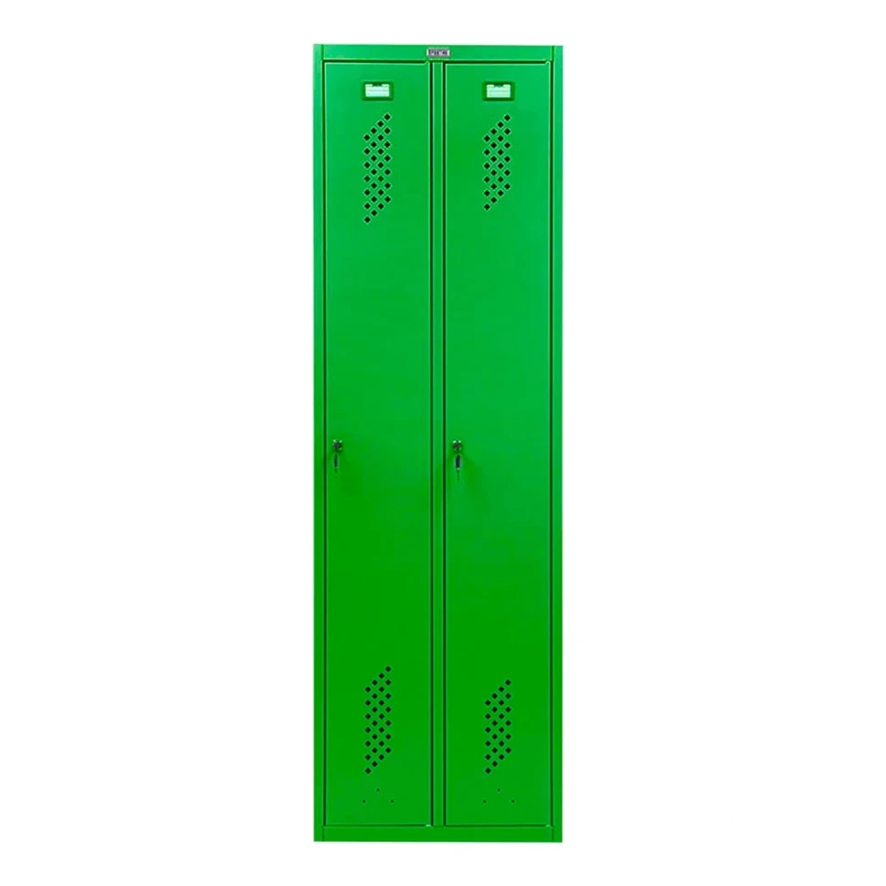 Шкаф металлический двухсекционный зеленый