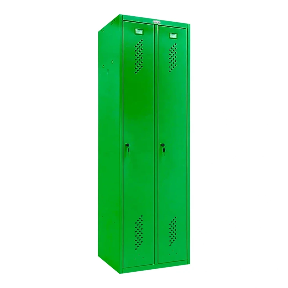 Шкаф металлический двухсекционный зеленый