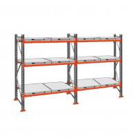 Стеллаж с выкатными платформами ДиКом 2000х3600х1000 на 3 яруса