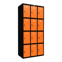 Шкаф металлический для сумок черный с оранжевым