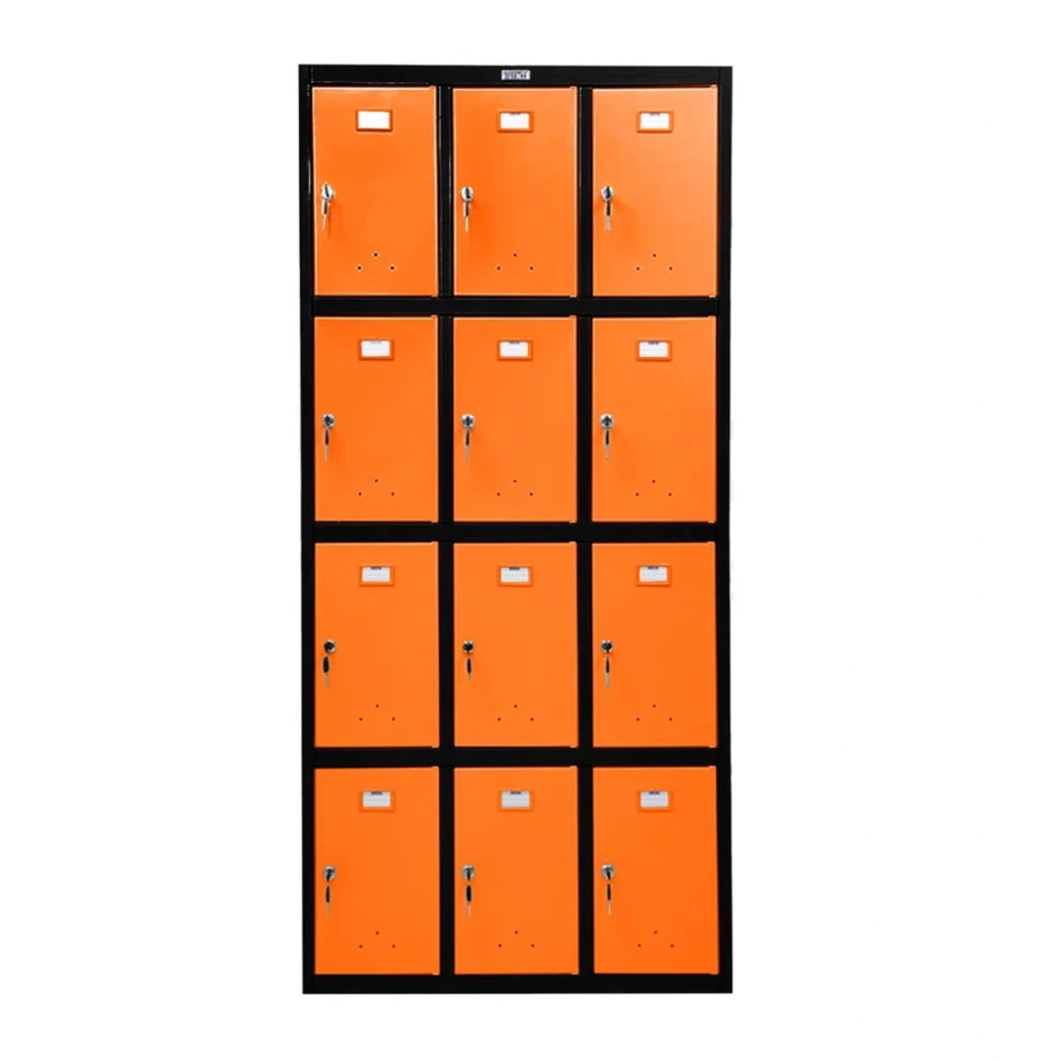 Шкаф металлический для сумок черный с оранжевым