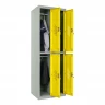 Шкаф металлический четырехдверный серый с желтым