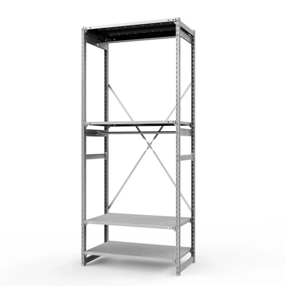 Стеллаж металлический ГТС Универсал, 2500x1000x500 мм.Штанги: 2шт. Полки: метал. перф. 4 шт. (ТСУ 25100541ш2)