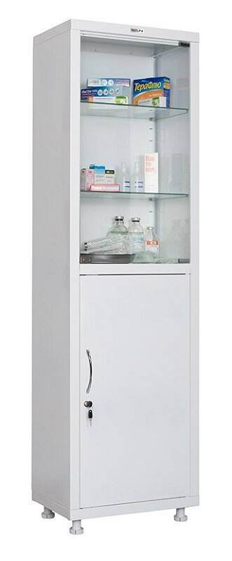 Медицинский шкаф для стерильных растворов и медикаментов HILFE МД 1 1657/SG