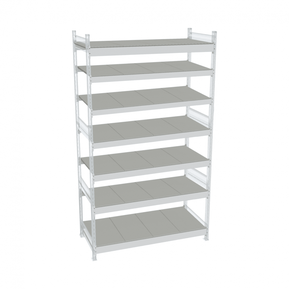 Стеллаж СТ-023 1800х1200х300 с 7 ярусами (рамы и настил - окрас)